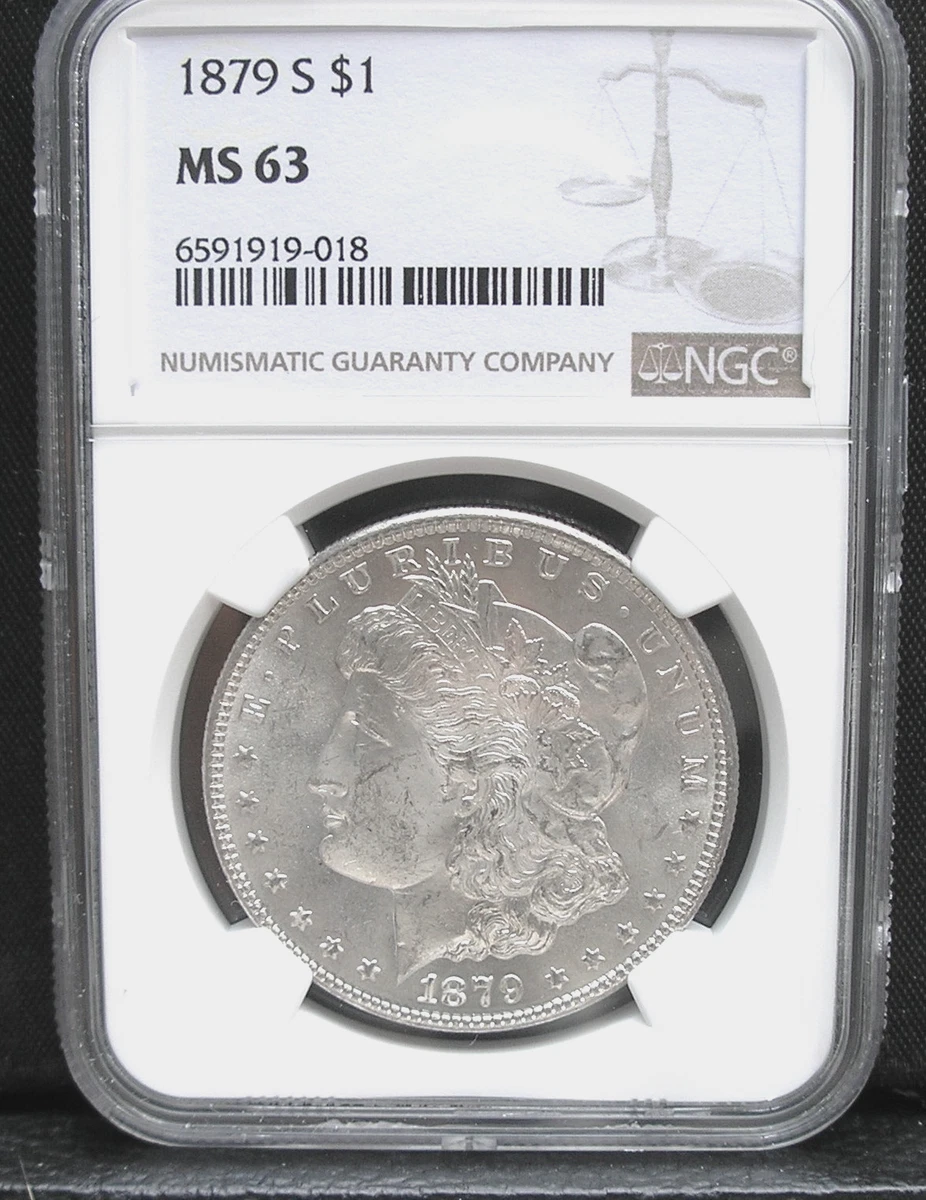 Silver MS 63 Graded 1879 Year Morgan US Dollars (1878-1921) for