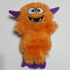 Dan Dee Orange Monster Plush 9  Purple Feet Horn Stuffed Animal Toy