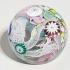 Vintage Murano Fratelli Toso Art Glass Paperweight Latticino Millefiori  Design