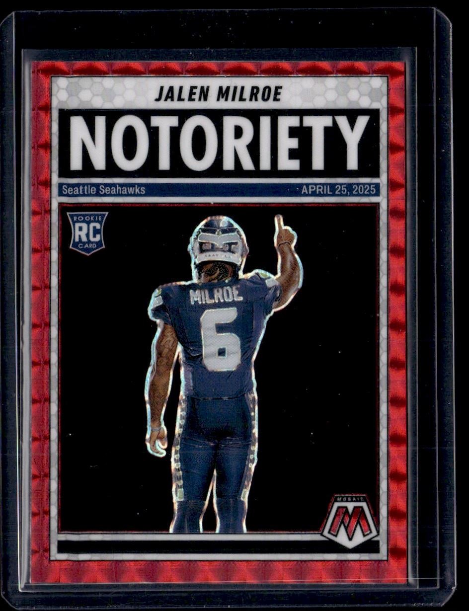 2025 Panini Mosaic Notoriety Red Jalen Milroe Rookie Seattle Seahawks #15