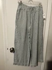 Old Navy NWT Blue and cream Linen Blend Wide Leg High Rise Comfort Pants SZ PM