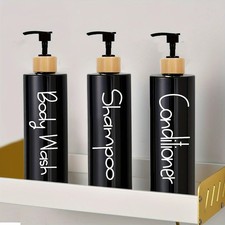3pcs Bathroom Soap Dispenser Pump Bottles Refillable Shower Gel Shampoo Set