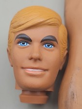 Barbie Ken Doll Head Parts Vintage 1968 Mattel Hong Kong Blonde Hair Blue Eyes