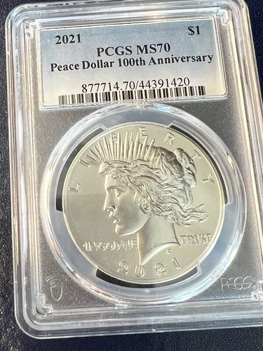 2021 Peace Silver Dollar PCGS MS 70 Perfect Coin