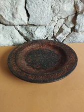 Primitive Antique Very Old Wooden Round Plate Natural Patina of 19th.