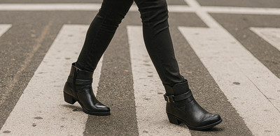 Rasolli Women's JANA-1735 Leather Casual Solid Ankle Buckle Boots Black Size 7