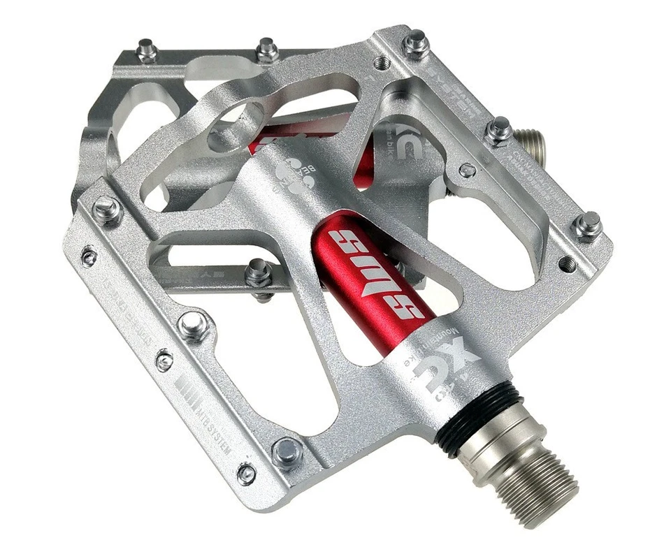 Aluminio Carretera MTB Bicicleta de Montaña XC Bicicleta Pedal 3 Rodamientos Pedales Planos Gris Foto 4 de 4