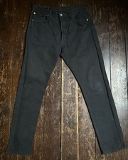 Vintage 1995 Levis 501 Rare Dark Black Denim 5 Button Straight Red Tab Jeans 32"
