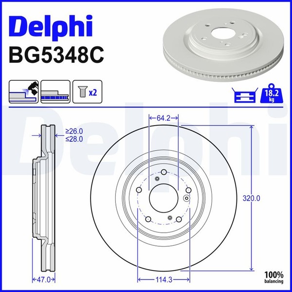 2X Bremsscheibe Delphi BG5348C FüR Honda Zr 5 Hev RZ4-image