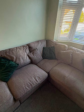 SCS Grey Polyester Corner Sofa L-Shape 5 Seater 280x180cm Modern