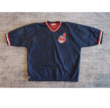 Vintage Cleveland Indians Chief Wahoo Windbreaker Pullover Navy Mens XL USA