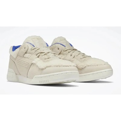 UK Größe 8 - Reebok Classic Workout COMFY Turnschuhe flauschiges Felldesign selten ecru
