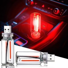 2PCS Car USB Night Light Touch Dimmable LED Filament Lamp, Mini Glass Red