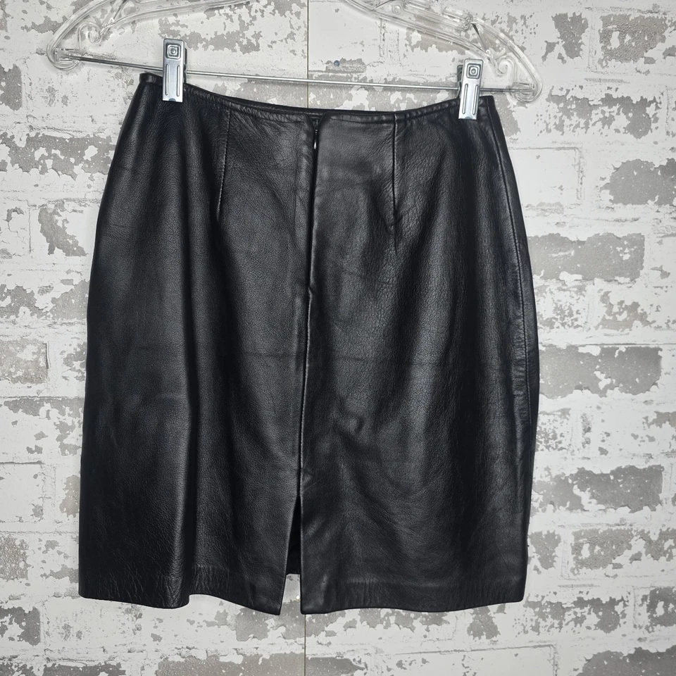 Falda Petite Sophisticate para mujer talla 0 negra 100 % cuero genuino forrada ventilada Foto 2 de 4