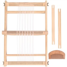 Wooden Multi-Craft Weaving Loom 19.6"L x 15.3"W Warp Frame Loom Heddle Bar for