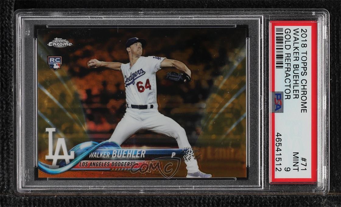2018 Topps Chrome Gold Refractor /50 Walker Buehler #71 PSA 9 MINT Rookie RC