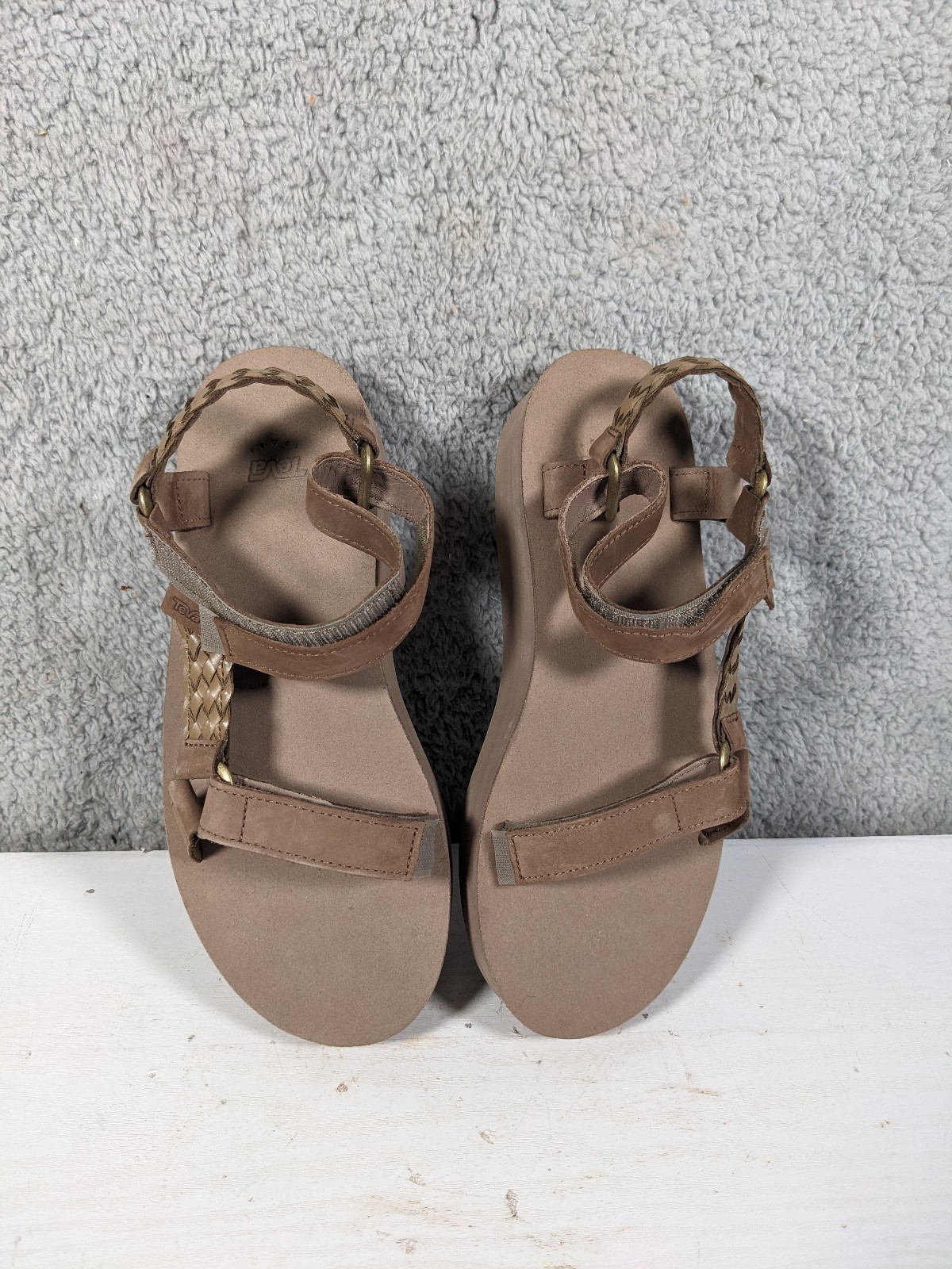 Teva Brown Flatform Universal Interweave Sandals … - image 3