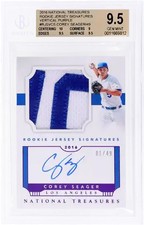 2016 National Treasures Corey Seager #RJSV-CS Rookie Jersey Purple BGS 9.5