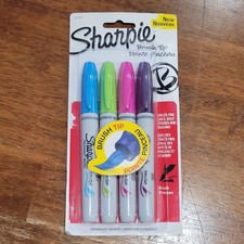 Unopened Sharpie Brush Tip Permanent Markers Assorted Colors 4 Pack