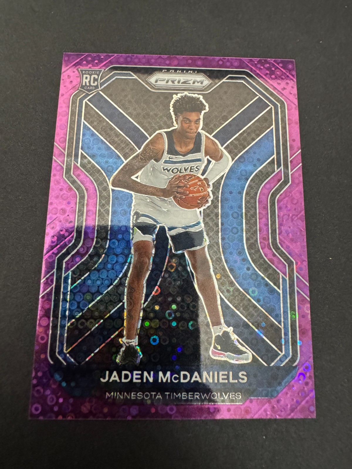 2020-21 Panini Prizm Jaden McDaniels Fast Break Purple Prizms RC /75 #277
