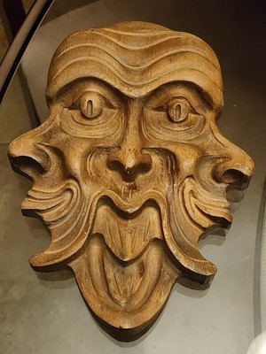 Vintage Berkeley House Green Man Wood Carving Italian Pagan Celtic Wall Plaque