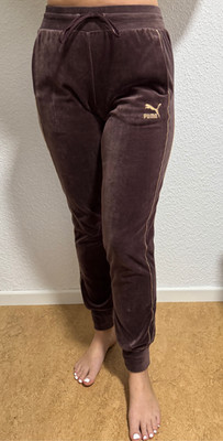 PUMA Iconic T7 Jogginghose aus Velours Burgunderrot und Gold Gr. S **Neuwertig**