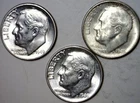 1949 1949d & 1949s Roosevelt SILVER Dime Coins AU + / Unc. SET = 3 Coin LOT  NR