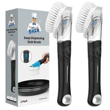 MR.SIGA Soap Dispensing Dish Brush, Kitchen Brush for Pot Pan Sink Cleaning,