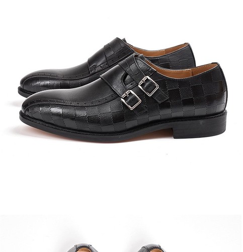 Men Genuine Cowhide Metalbuckle Classic Retro Carved Double Buckle Leather Shoes - Picture 11 of 13