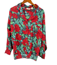 VINTAGE Victoria's Secret Gold Label Floral Pocket Button Up Sleep Shirt MEDIUM
