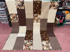 HANDMADE QUILT BROWN BATIK/COTTON MIX 39 X 70 NEW UNWASHED