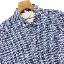 Robert Graham Classic Fit Shirt Mens XL Geometric Print Short Sleeve Blue Button