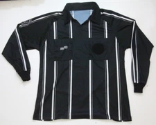 Large Official Sports Black & White Soccer Referee Shirt Men's Long Sleeve S4