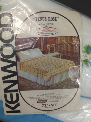 Vintage Chatham Blanket Polyester Satin Trim Kenwood Venus Rose NOS blue 72"x90" - Bild 2 von 9