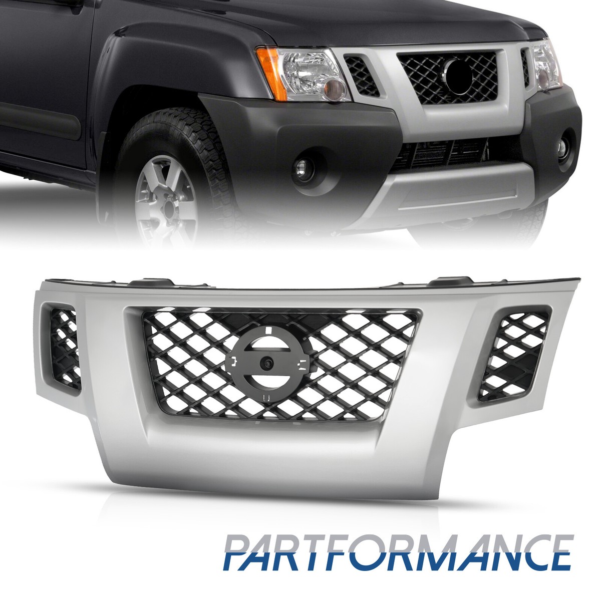 For 2009 2010 2012 2013 Nissan Xterra Silver Shell Grille Assembly