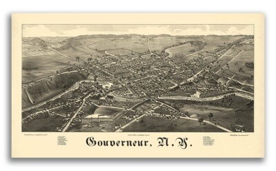 Gouverneur New York 1885 Historic Panoramic Town Map - 14x24