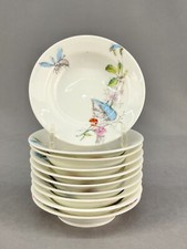 10 Rare 19th c. Botanical Butterfly 4 1/2" Rim Sauce Bowls