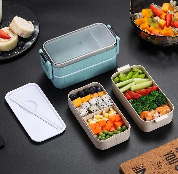 Bento lunch box thermal insulated picnic storage container with tableware