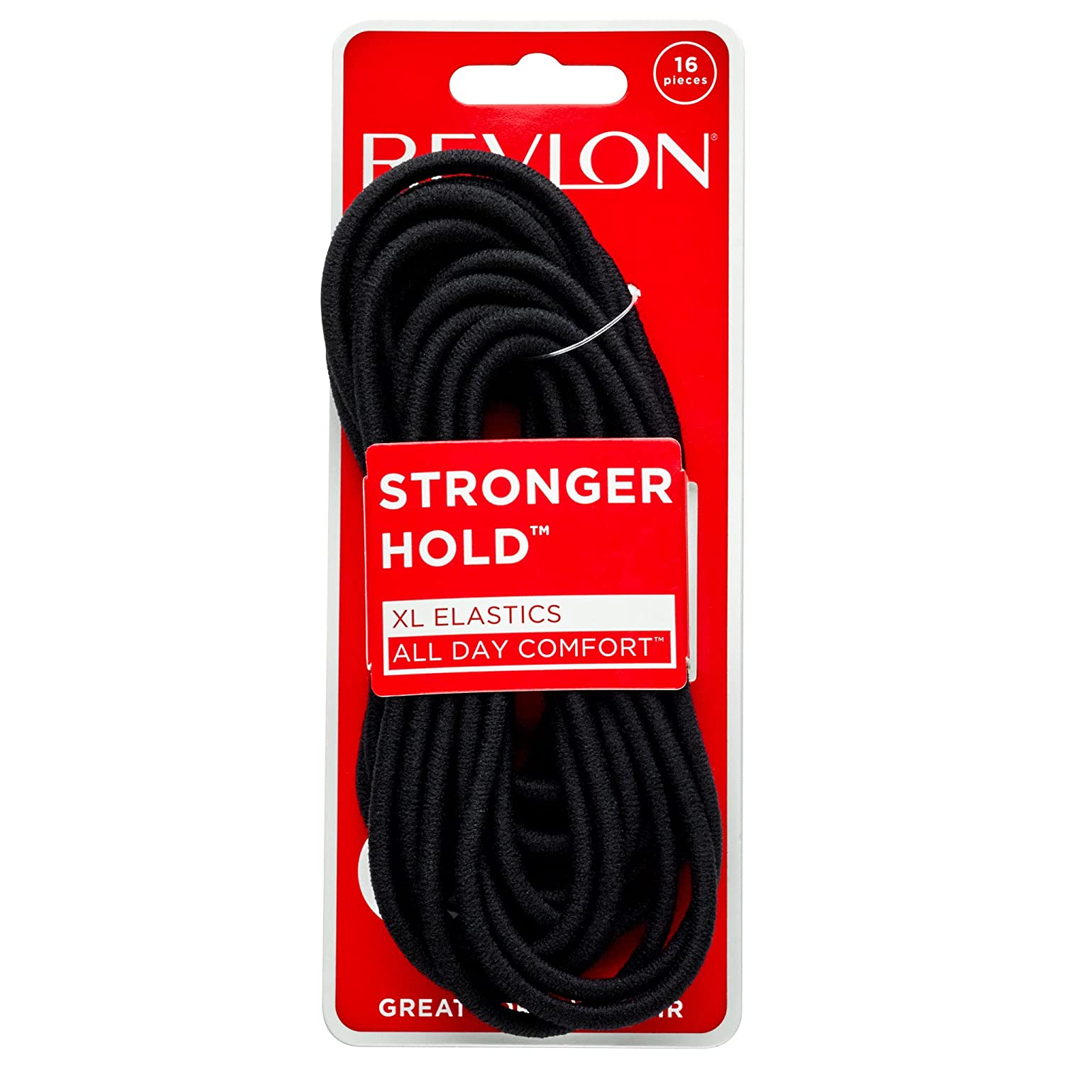 Revlon Extra Long Black Hair Ties 16 Count Stretchy Elastics-image