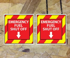 EMERGENCY FUEL SHUT OFF Industrial Safety Decal Sticker Directional Label 2for 1