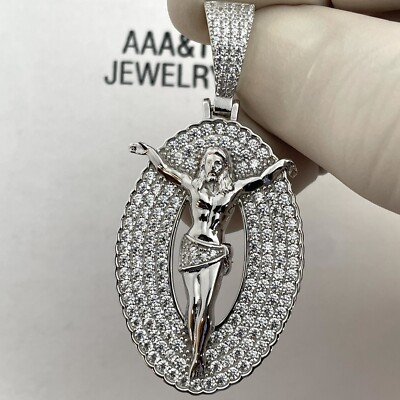 925 STERLING SILVER CUBIC ZIRCONIA CRUCIFIX JESUS PENDANT | eBay