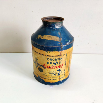 1930s Vintage Orchid William R Todd Emaille Farbe Werbe Dose Box London T119