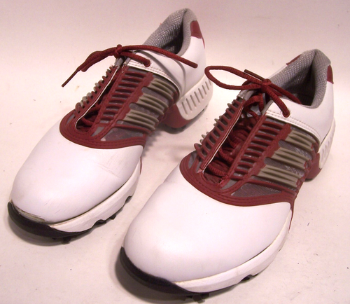 Women’s Adidas Size 8 Clima Cool Golf Shoes Spikes - White/Red Color - Picture 3 of 6