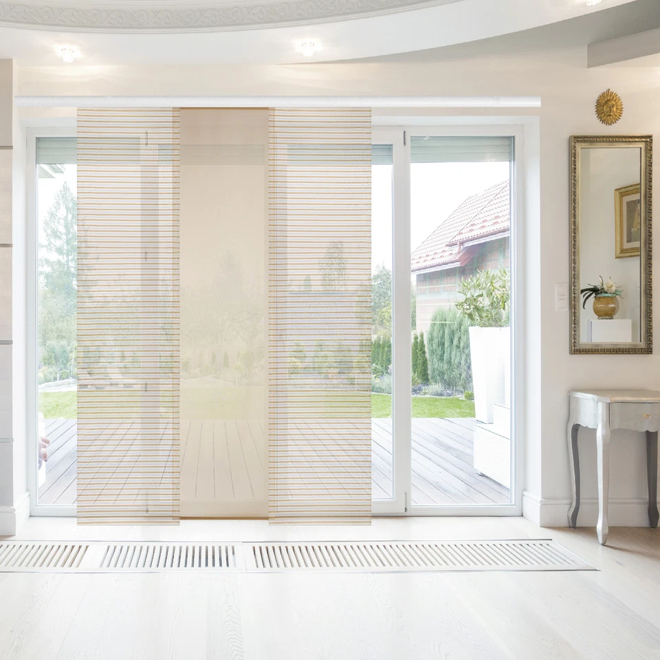 Flächenvorhang 3er Pack gestreift 60x260cm Schiebegardine Vorhang inkl. Zubehör - Bild 3 von 4