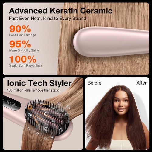 Cordless Hair Straightener Brush Portable Small Fast Heating 90sec Long Battery - Picture 7 of 19