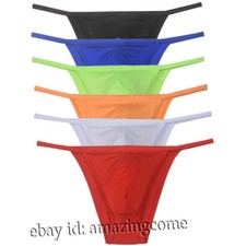 Men String Bikini Briefs Underwear Guy Open Side Thong Shorts Smooth Swim Trunks