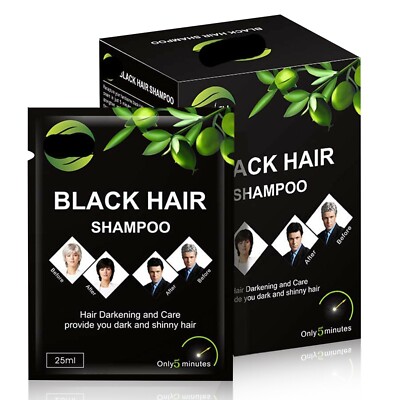 10 PCS Black Hair Shampoo Instant Hair Dye for Men Women Black Color 5 min dye