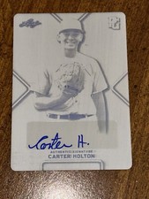CARTER HOLTON 2020 Leaf Perfect Game BLACK PRINT PLATE AUTO #1/1 VANDY, BRAVES