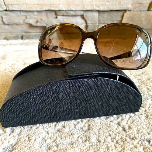 Prada Sonnenbrille und Etui breites eckiges Gestell dunkelbraun