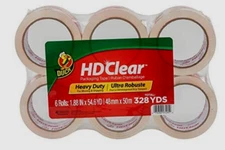 Duck HD Clear Heavy Duty Packing Tape Refill 6 Rolls 1.88 In x 54.6 Yards